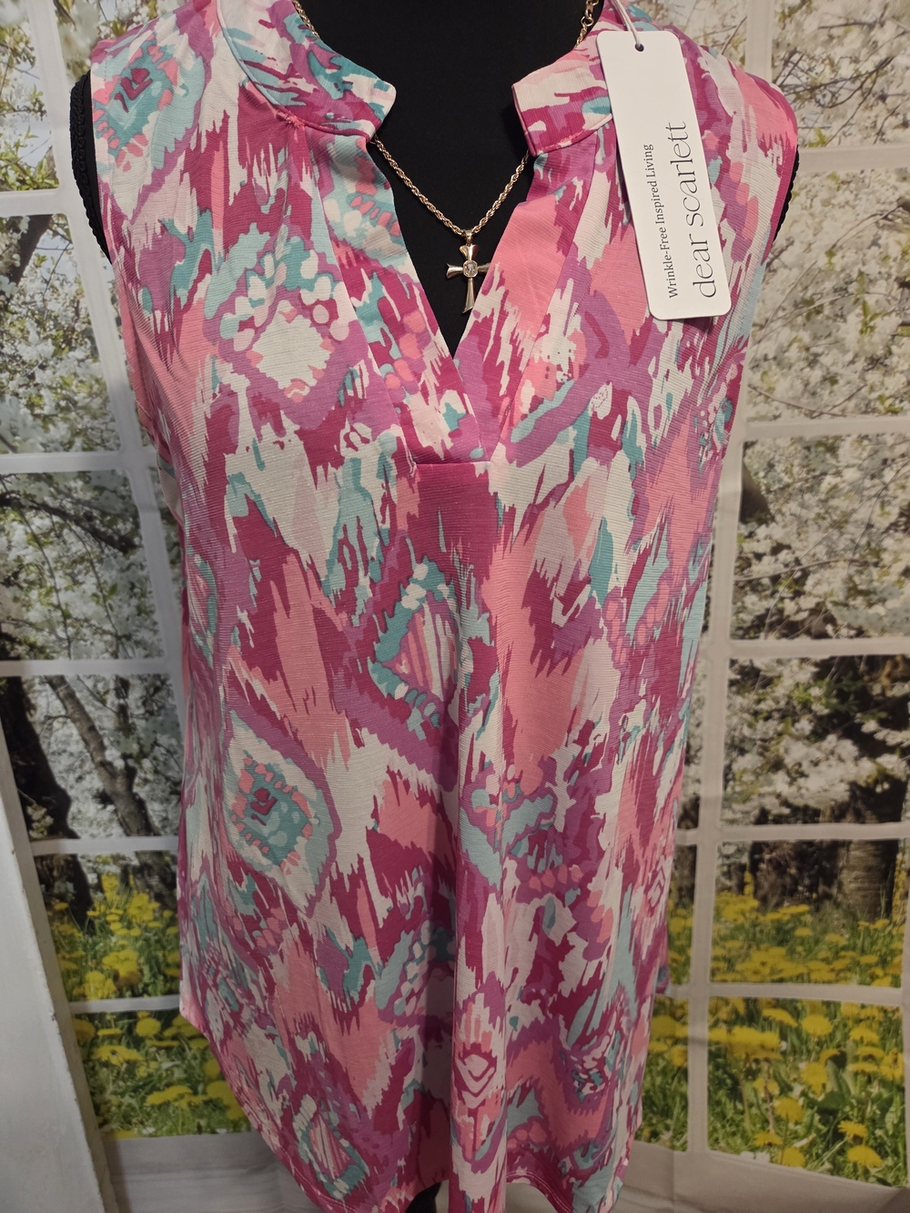 Scarlett Pink Multi Print Sleeveless V-Neck Top